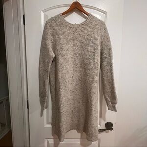 Madewell Oatmeal Crewneck Sweater Dress Button Back